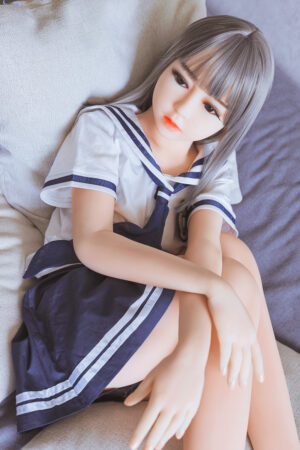 128cm TPE A-Cup Silver Haired Student Sex Doll